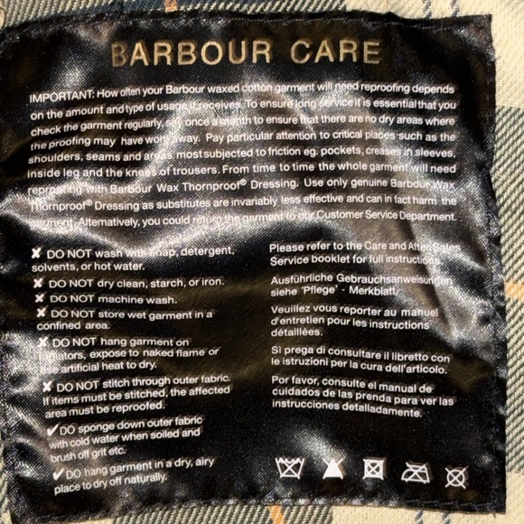 Barbour Beadnell Waxed Cotton Jacket Original Barbour Tartan Flannel Lining SZ12 - Picture 8 of 11